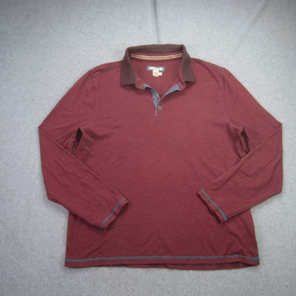Carbon2Cobalt‎ Polo Shirt Mens Medium Maroon Long Sleeve Preppy